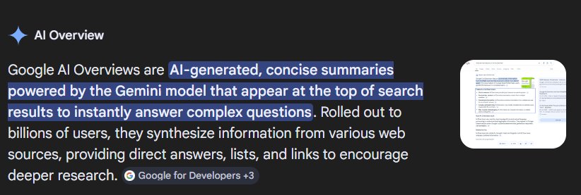 Google AI Overview example in search results